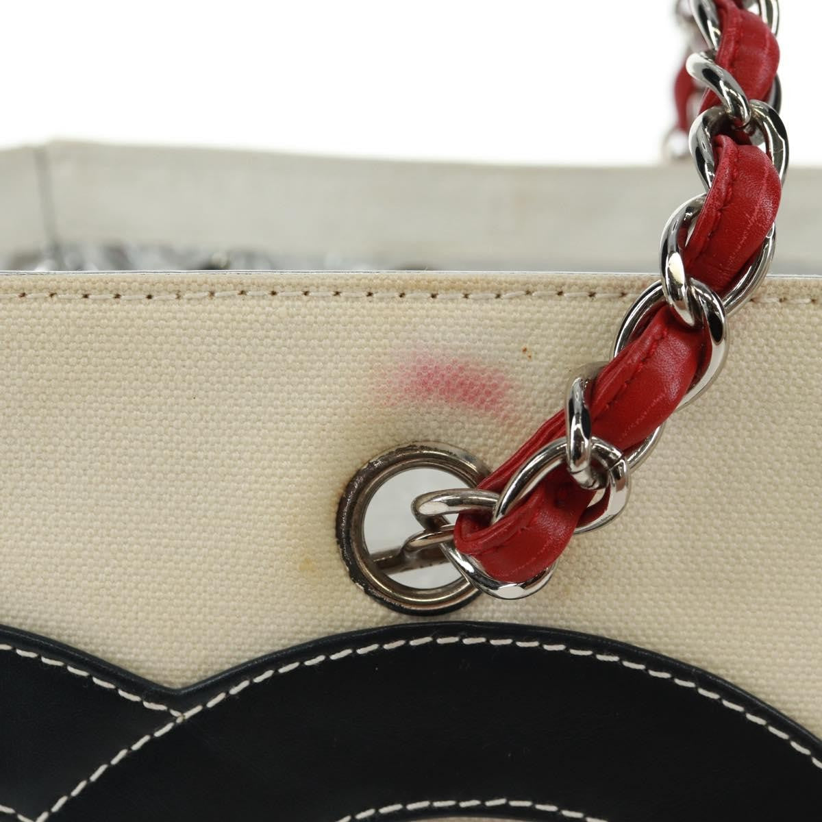 Chanel No.5 Tote Canvas And Leather White Canvas Tote Bag Bag (Pre-Owned)
