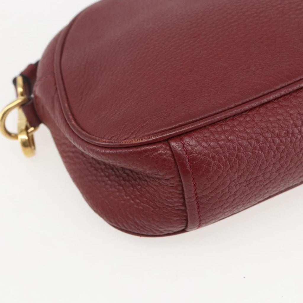 Prada Dual Strap Crossbody Bag Vitello Daino Burgundy Leather Shoulder Bag Bag (Pre-Owned)