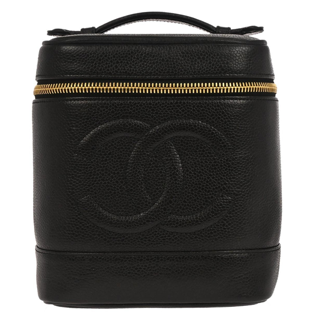 Chanel Vintage Timeless Cosmetic Case Caviar Black Leather Clutche & Pouche Bag (Pre-Owned)