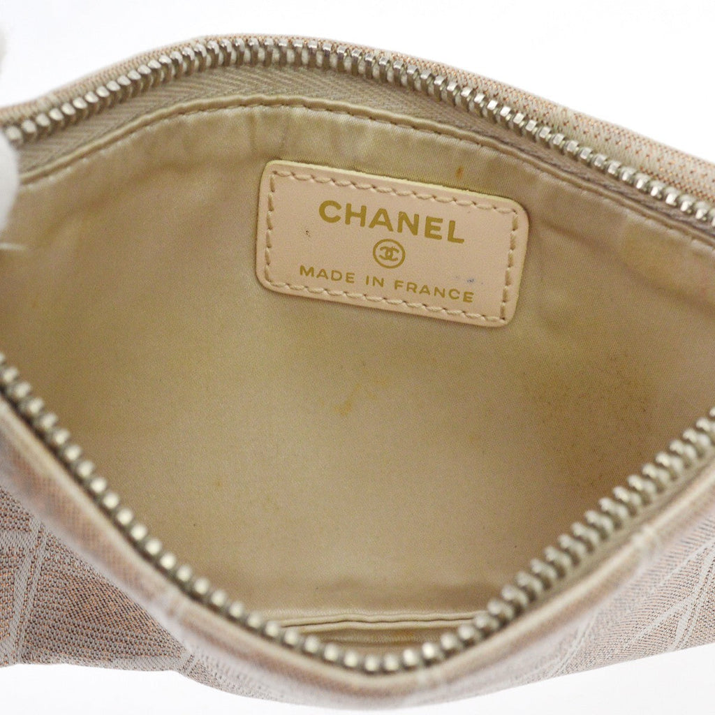 Chanel Travel Line Zip Pouch Nylon Beige Nylon Clutche & Pouche Bag (Pre-Owned)