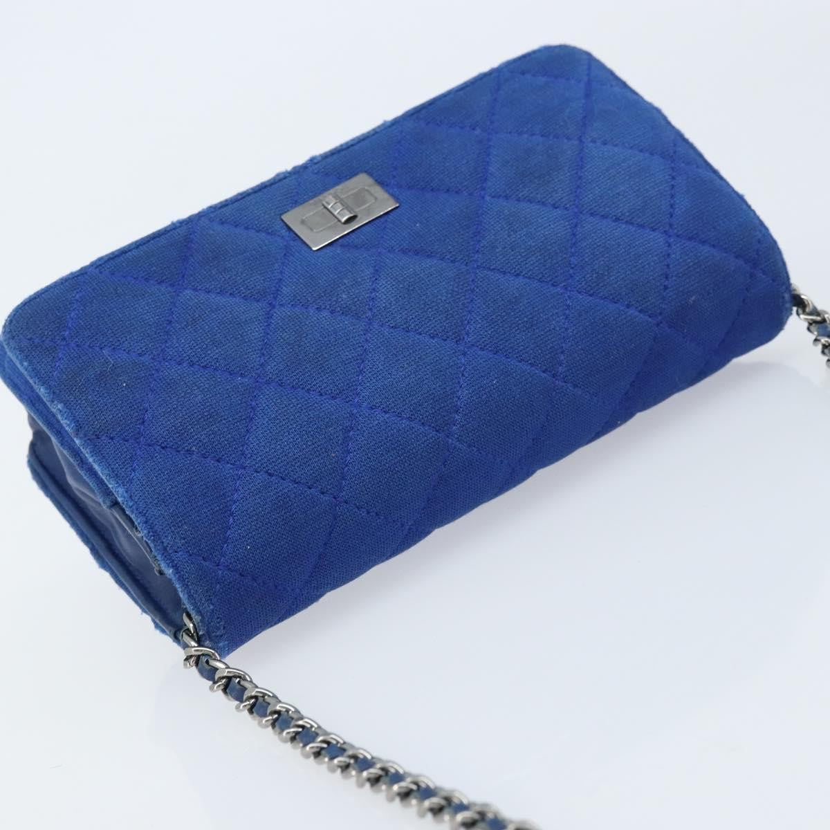 Chanel Wallet On Chain Canvas Navy Canvas Shoulder Bag Bag (Pre-Owned)