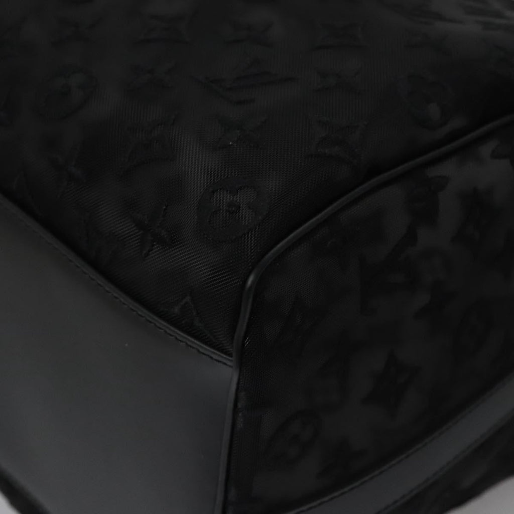 Louis Vuitton Keepall Bandouliere Bag Monogram See Through Mesh Black Nylon Travel Bag Bag (Pre-Owned)