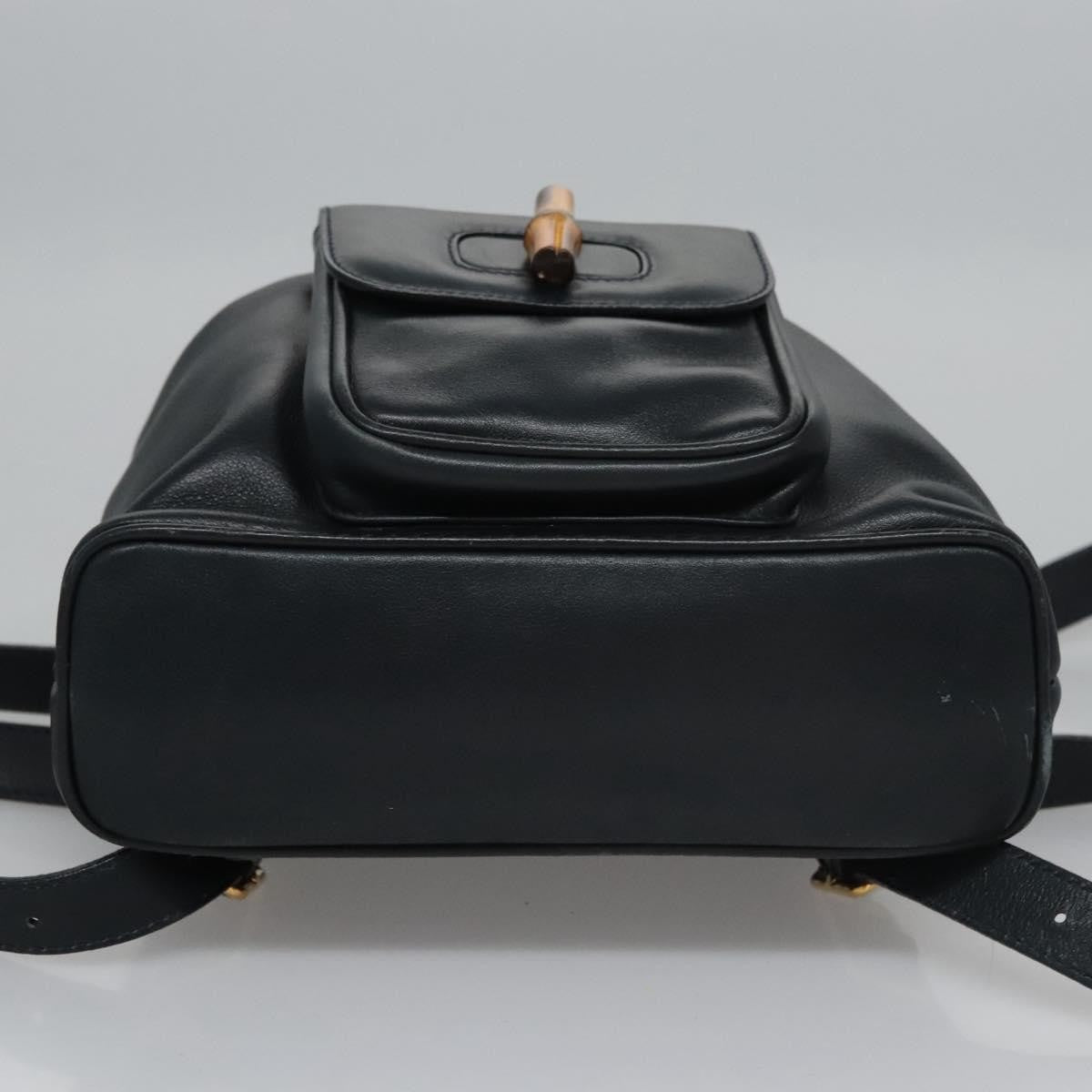 Gucci Vintage Bamboo Backpack Leather Black Leather Backpack Bag (Pre-Owned)