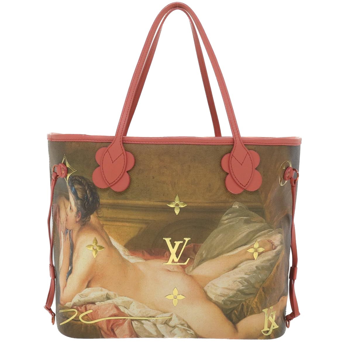 Louis Vuitton Neverfull Nm Tote Limited Edition Jeff Koons Titian Print Canvas Multicolour Canvas Tote Bag Bag (Pre-Owned)