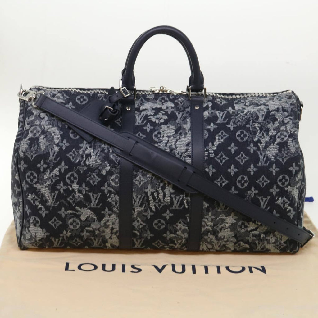 Louis Vuitton Keepall Bandouliere Bag Monogram Tapestry Canvas Navy Canvas Bag (Pre-Owned)