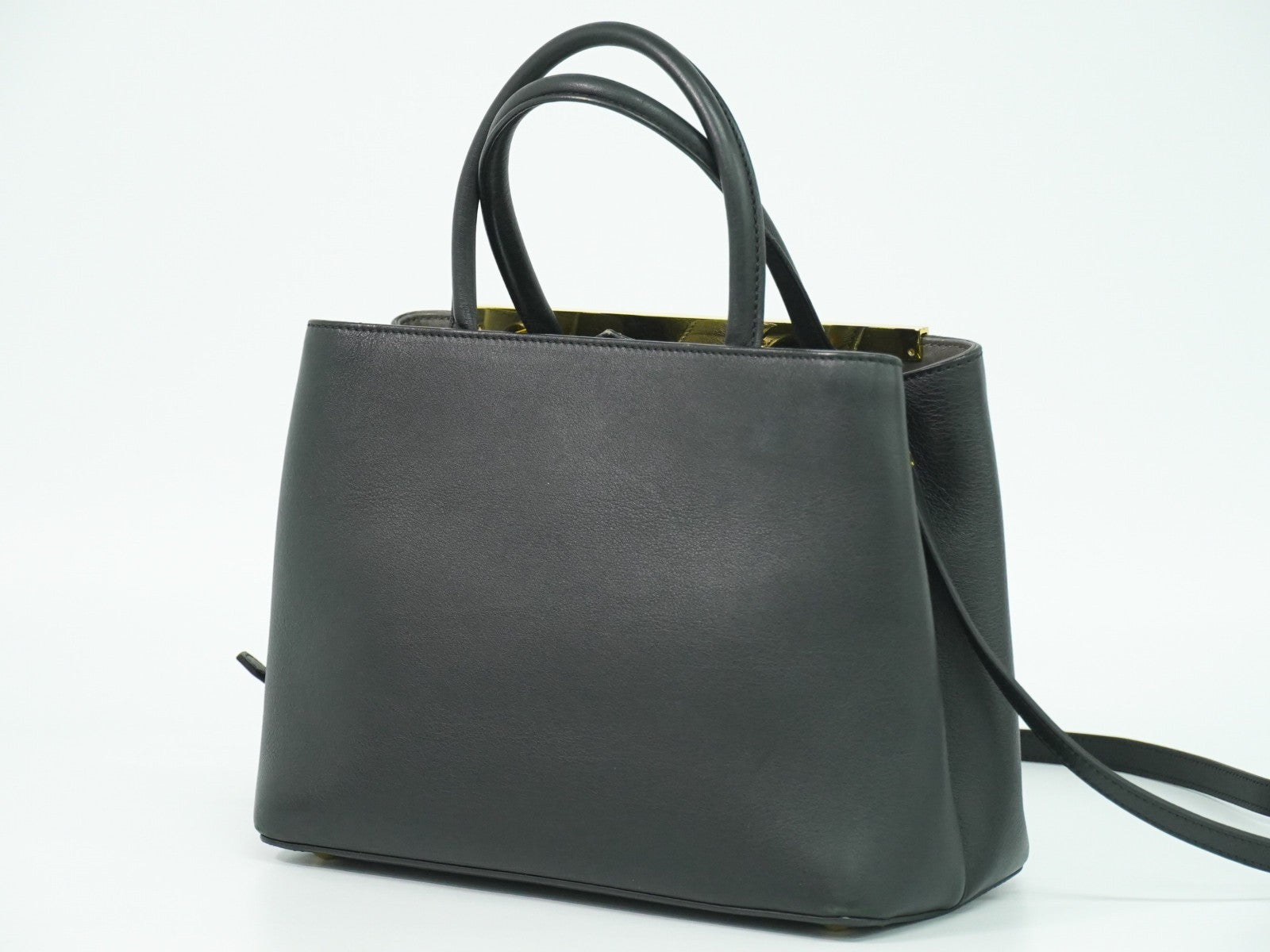 Fendi 2Jours Bag Leather Black Leather Handbag (Pre-Owned)