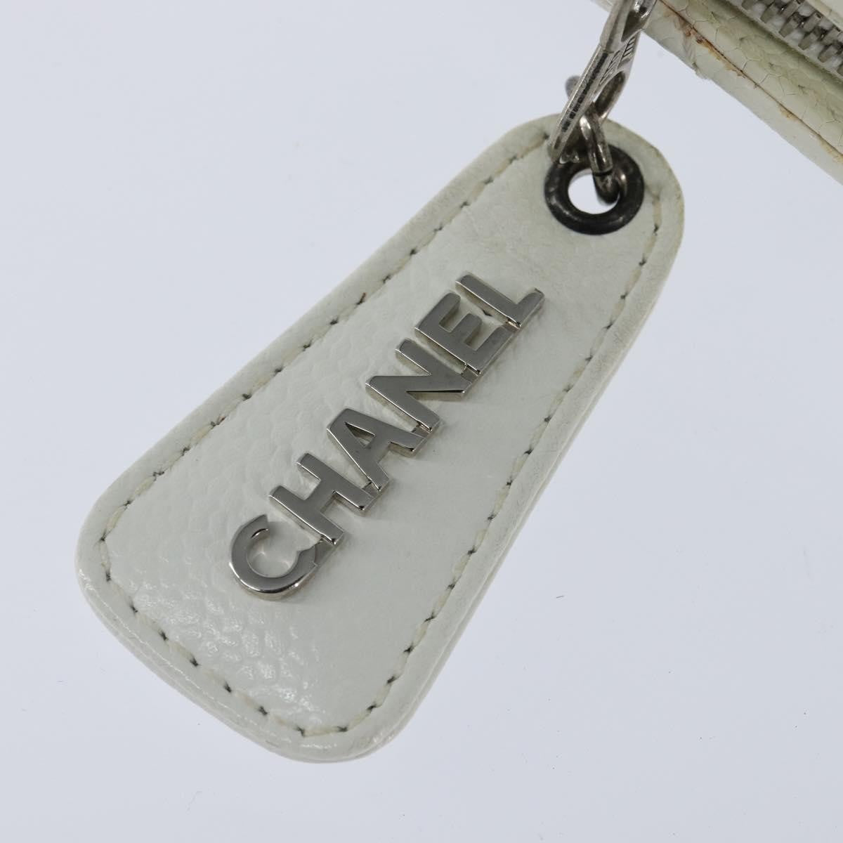 Chanel Vintage Cc Zip Around Bowler Bag Quilted Caviar White Leather Tote Bag Bag (Pre-Owned)