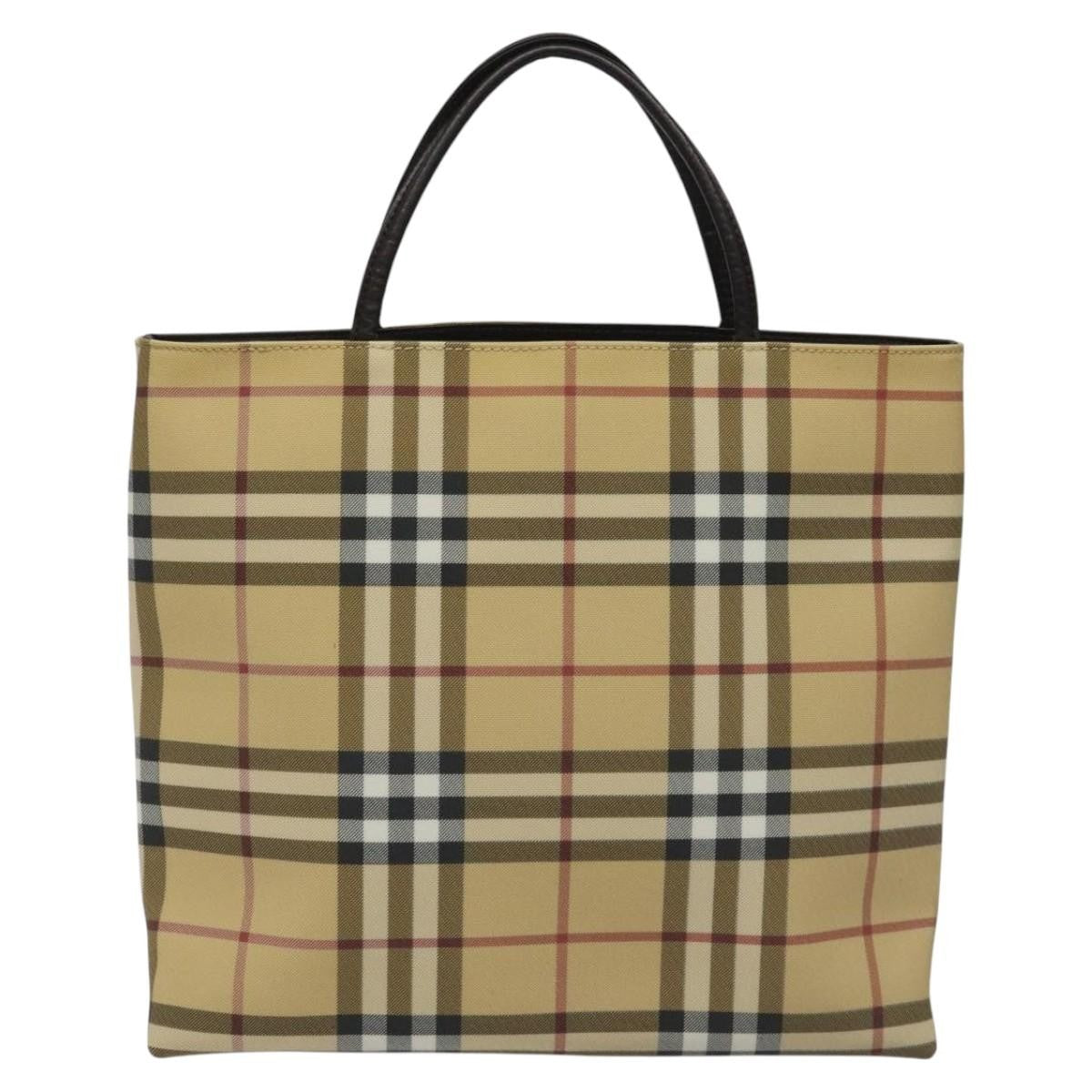 Burberry Nova Check Handbag Nova Check Canvas Beige Canvas Handbag (Pre-Owned)