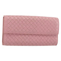 Bottega Veneta Intrecciato Long Zip  Wallet Leather Pink Leather Wallets Accessory (Pre-Owned)