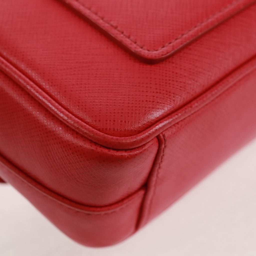 Prada Sound Chain Shoulder Bag Saffiano Leather Red Leather Shoulder Bag Bag (Pre-Owned)