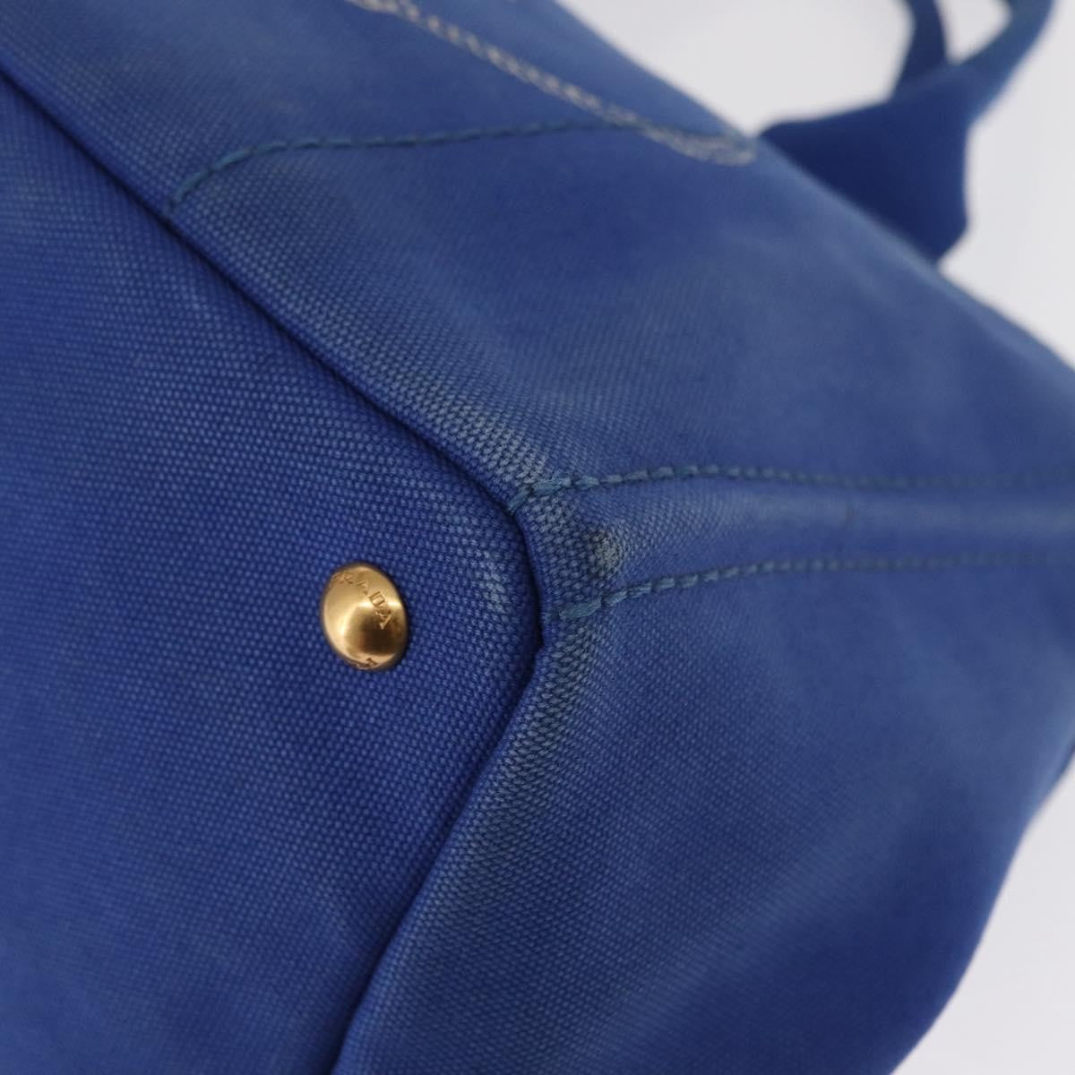 Prada Canapa Open Tote Canvas Blue Canvas Tote Bag Bag (Pre-Owned)