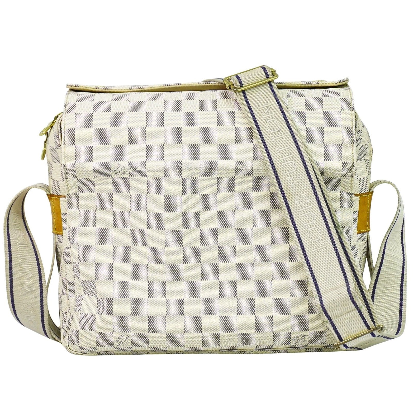 Louis Vuitton Naviglio Handbag Damier White Canvas Shoulder Bag Bag (Pre-Owned)
