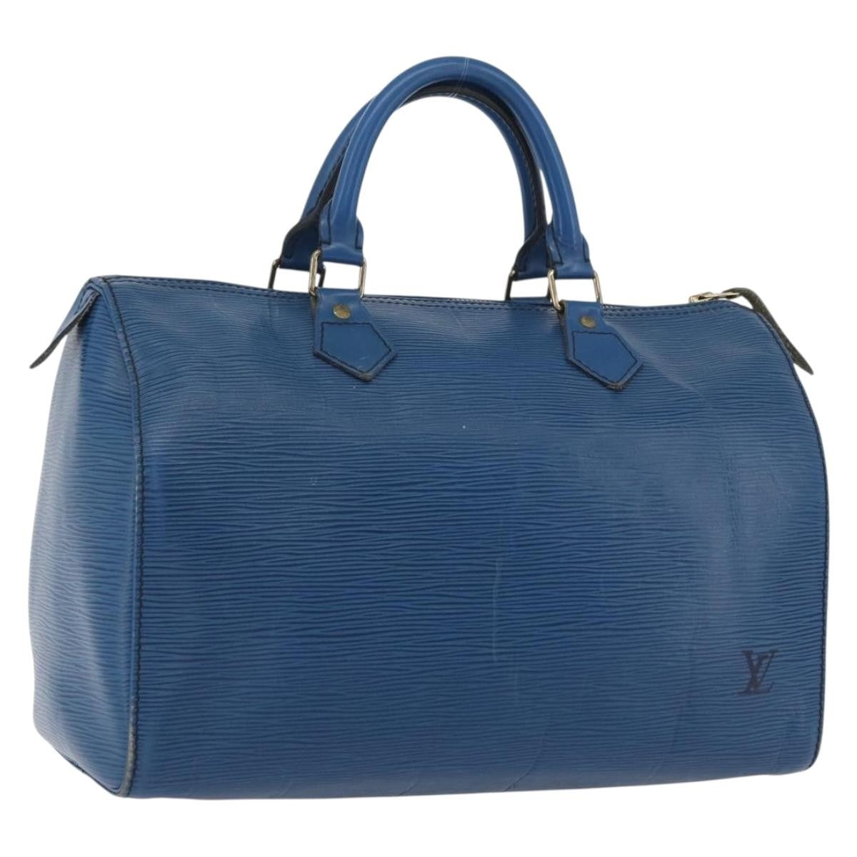 Louis Vuitton Speedy Handbag Epi Leather Blue Leather Handbag (Pre-Owned)