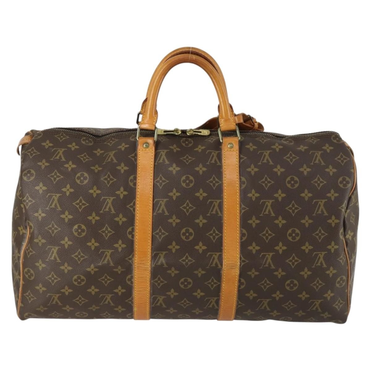 Louis Vuitton Keepall Bag Monogram Canvas Brown Canvas Travel Bag Bag (Pre-Owned)