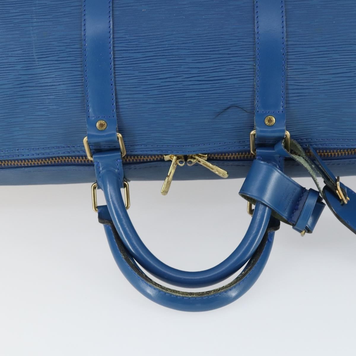 Louis Vuitton Keepall Bag Epi Leather Blue Leather Travel Bag Bag (Pre-Owned)