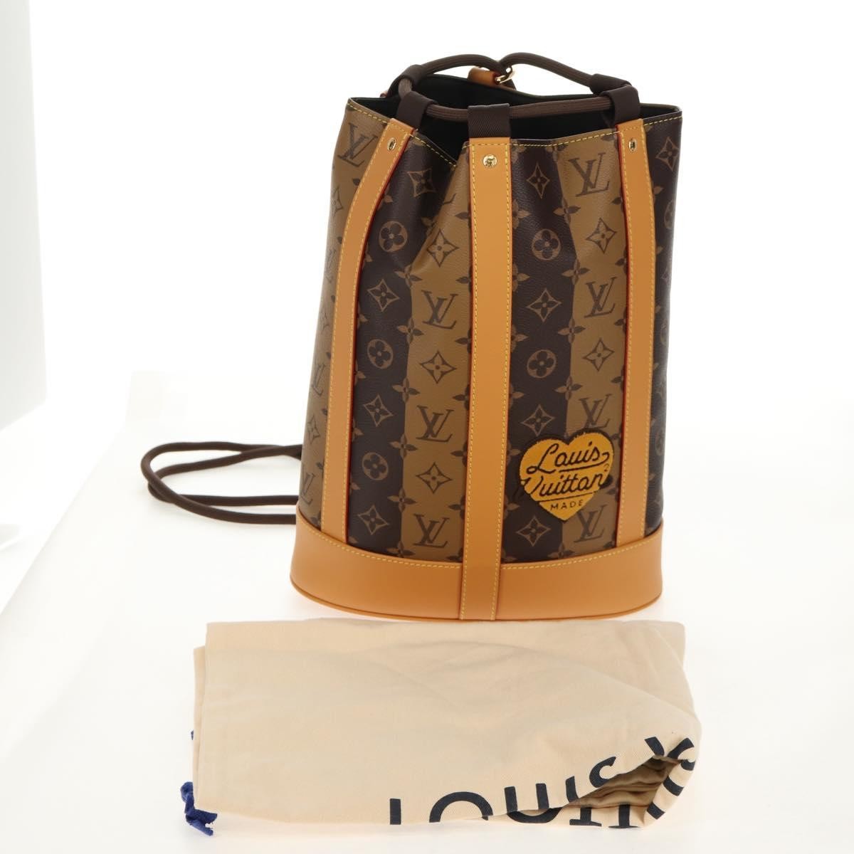 Louis Vuitton Nigo Randonnee Backpack Limited Edition Stripes Monogram Canvas Brown Canvas Shoulder Bag Bag (Pre-Owned)
