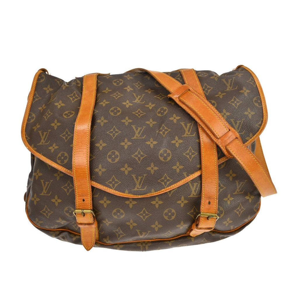 Louis Vuitton Saumur Handbag Monogram Canvas Brown Canvas Shoulder Bag Bag (Pre-Owned)