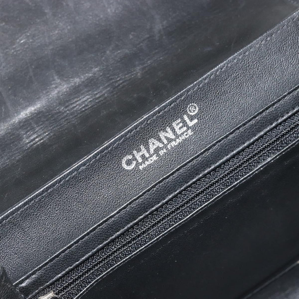 Chanel Chocolate Bar Accordion Reissue Flap Bag Quilted Lambskin Black Leather Handbag (Pre-Owned)