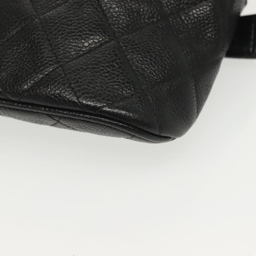Chanel Vintage Zip Belt Bag Quilted Caviar Black Leather Clutche & Pouche Bag (Pre-Owned)