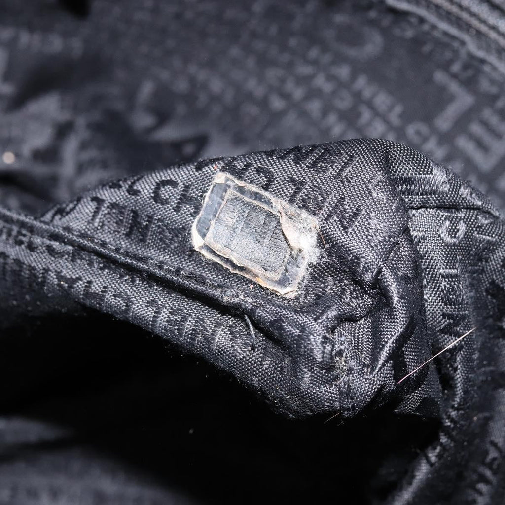 Chanel Square Stitch Tote Quilted Leather Black Leather Tote Bag Bag (Pre-Owned)
