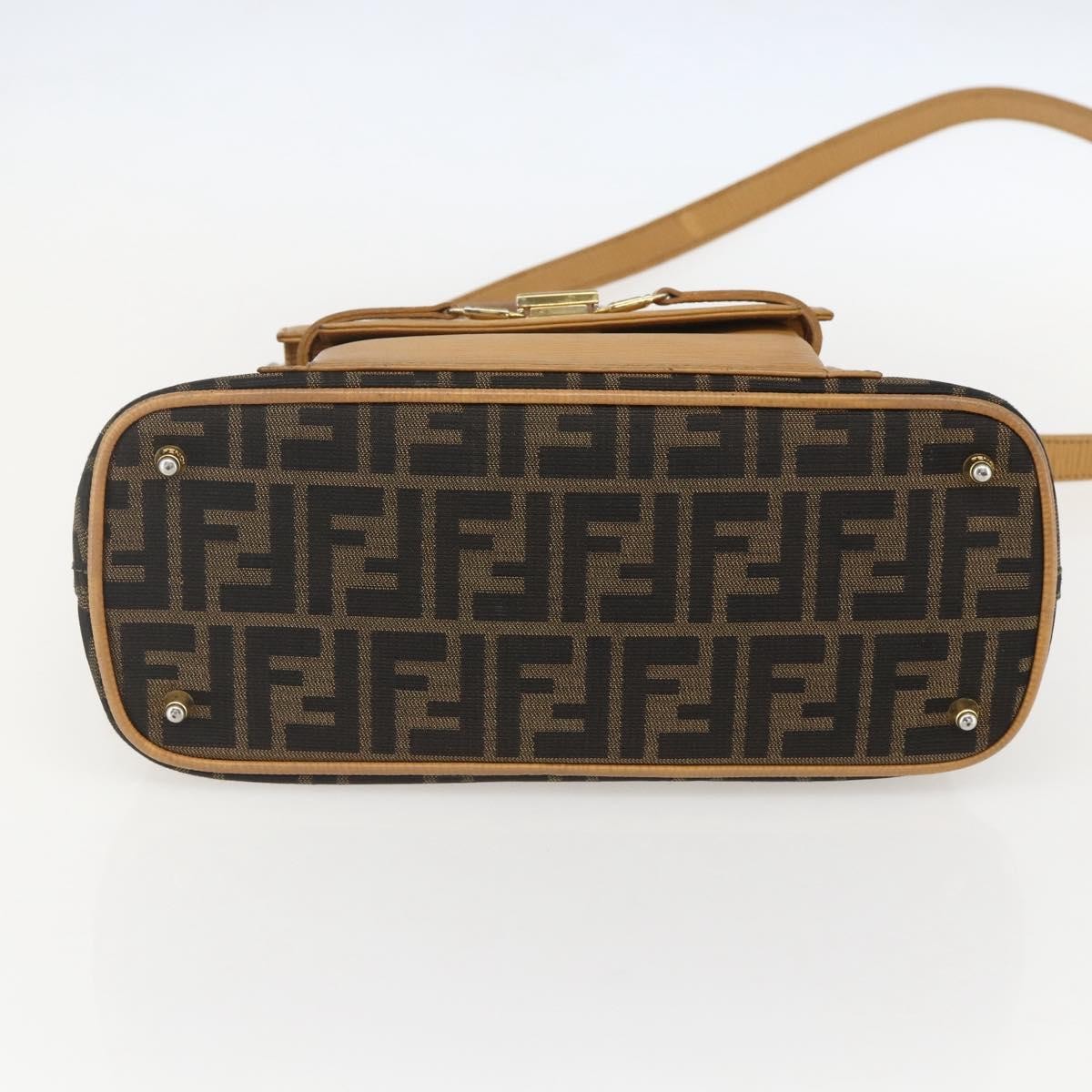 Fendi Vintage Zucca Handbag Zucca Brown Canvas Handbag (Pre-Owned)