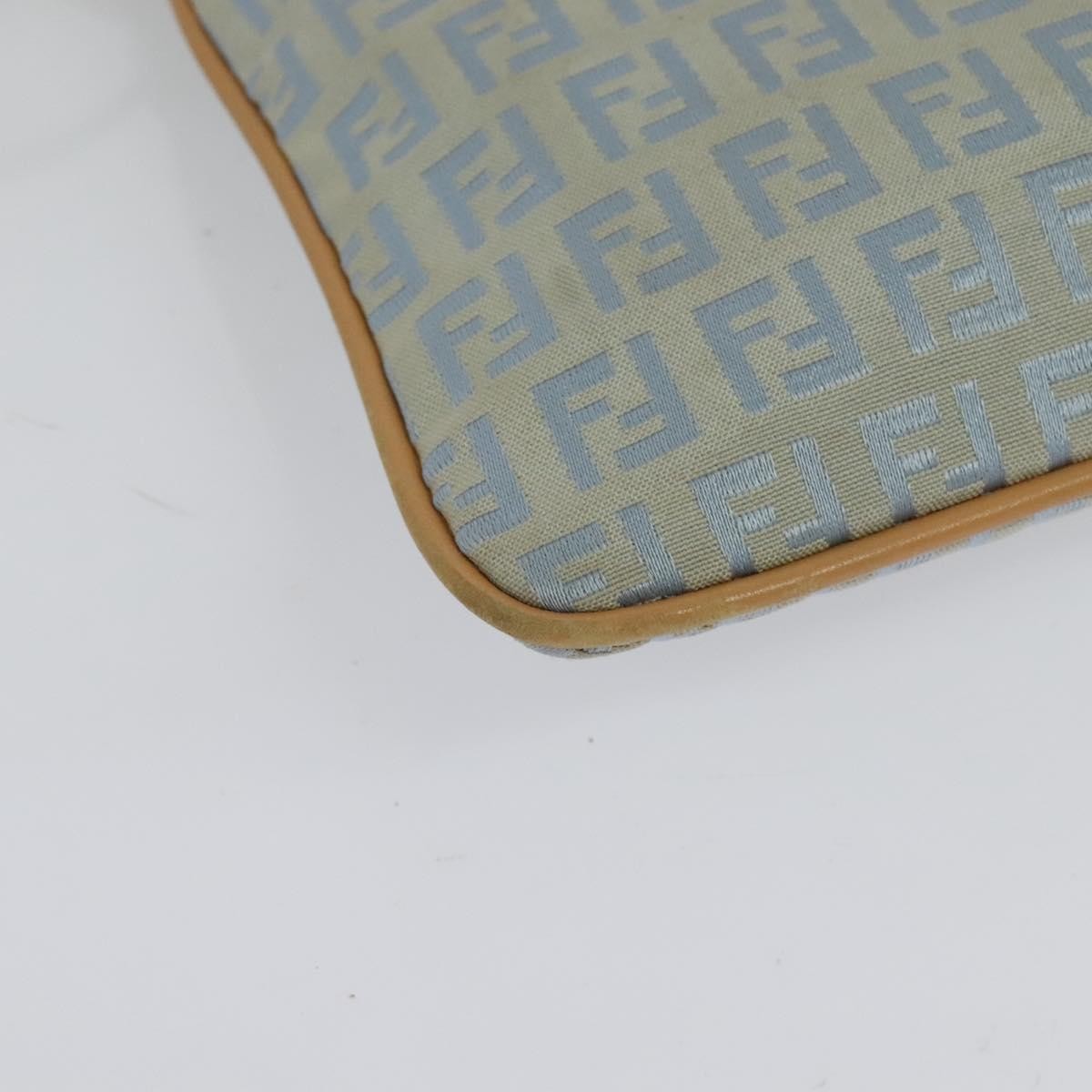 Fendi Vintage Flat Crossbody Bag Zucchino Canvas Blue Canvas Shoulder Bag Bag (Pre-Owned)