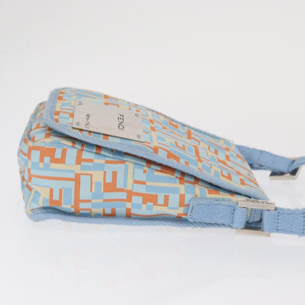 Fendi Logo Zucca Shoulder Bag Zucca Blue Canvas Shoulder Bag Bag (Pre-Owned)