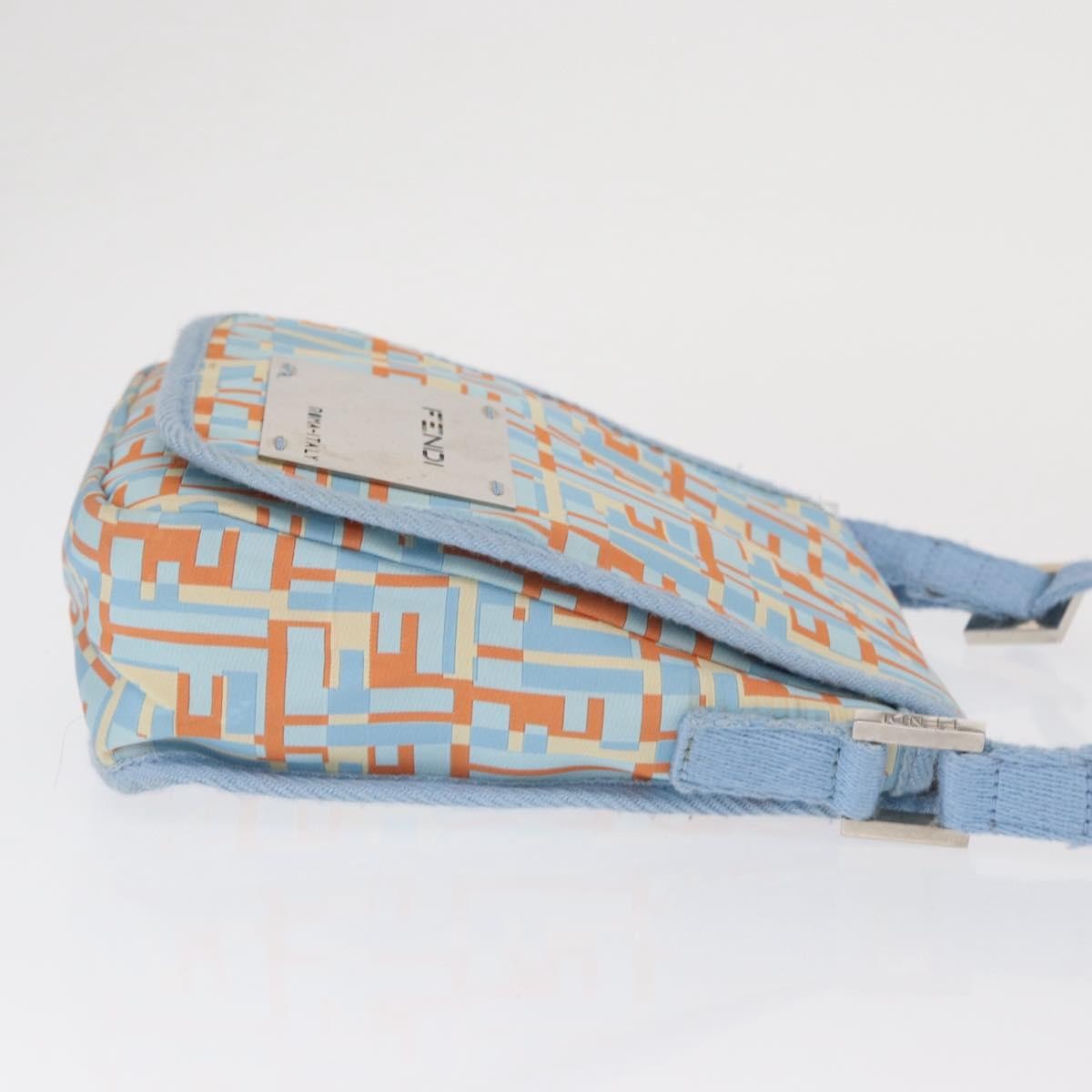 Fendi Logo Zucca Shoulder Bag Zucca Blue Canvas Shoulder Bag Bag (Pre-Owned)