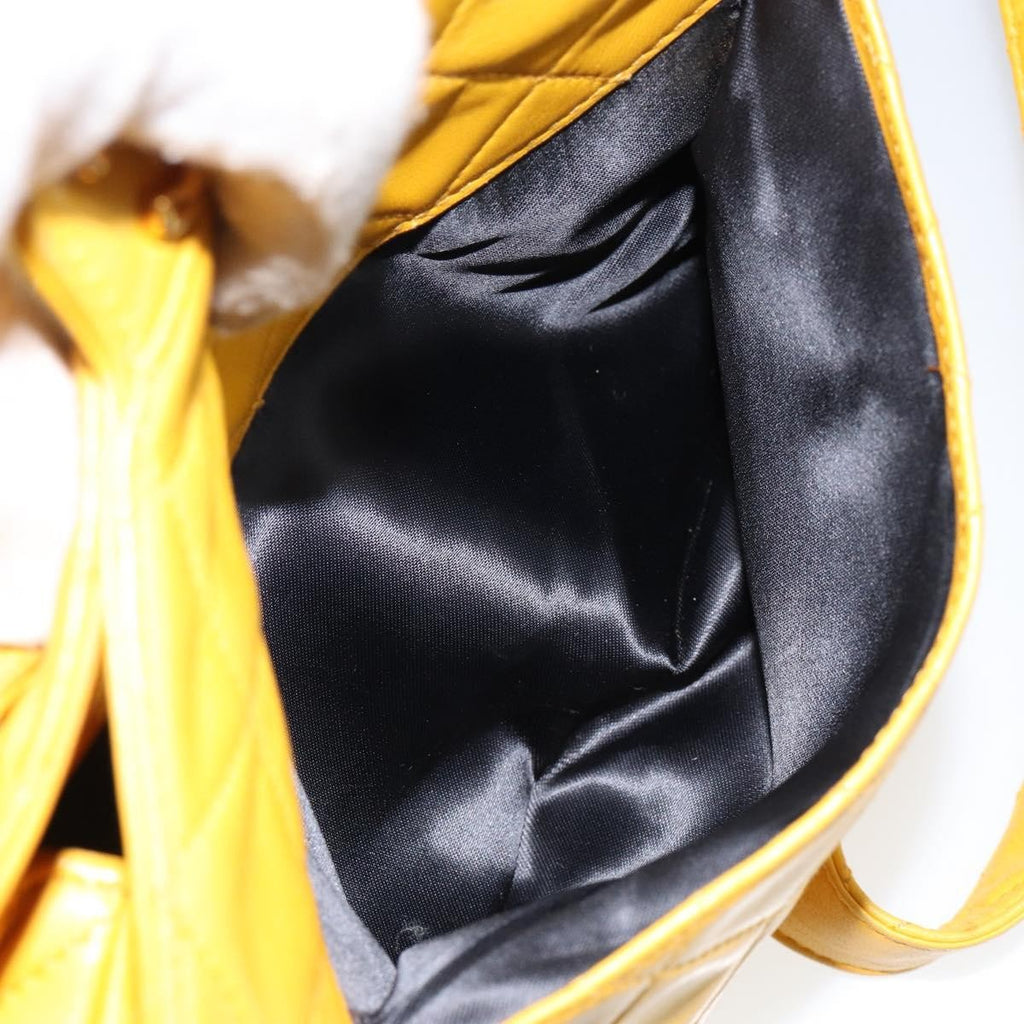 Chanel Vintage Cc Fold Over Shoulder Bag Quilted Lambskin Yellow Leather Shoulder Bag Bag (Pre-Owned)