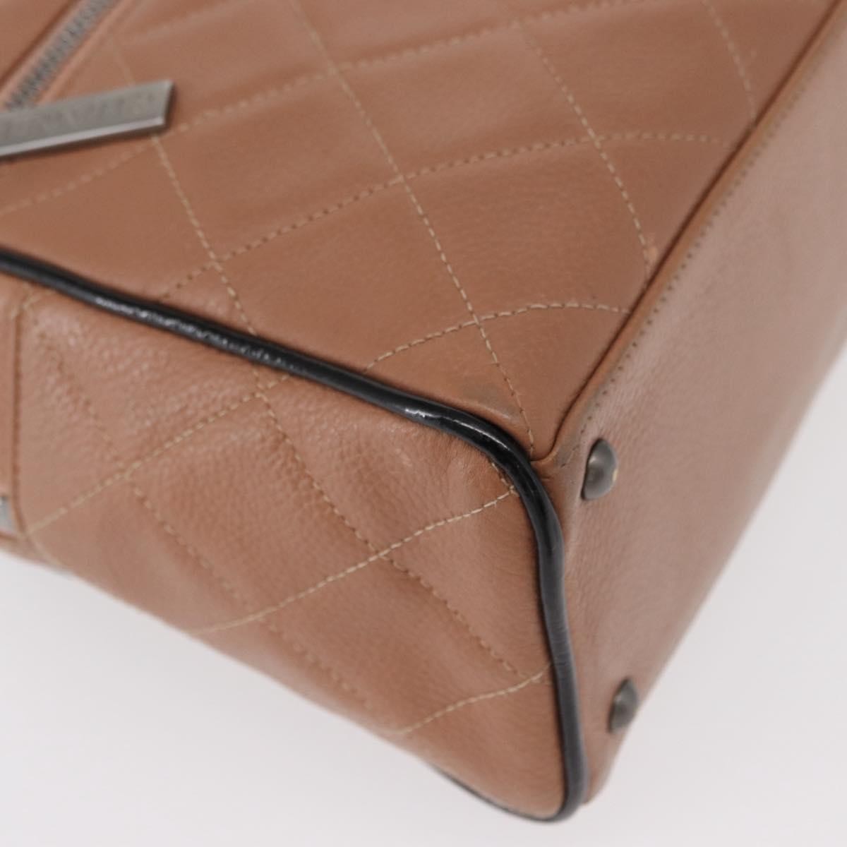 Chanel Embossed Logo Bowler Bag Quilted Caviar Beige Leather Handbag (Pre-Owned)