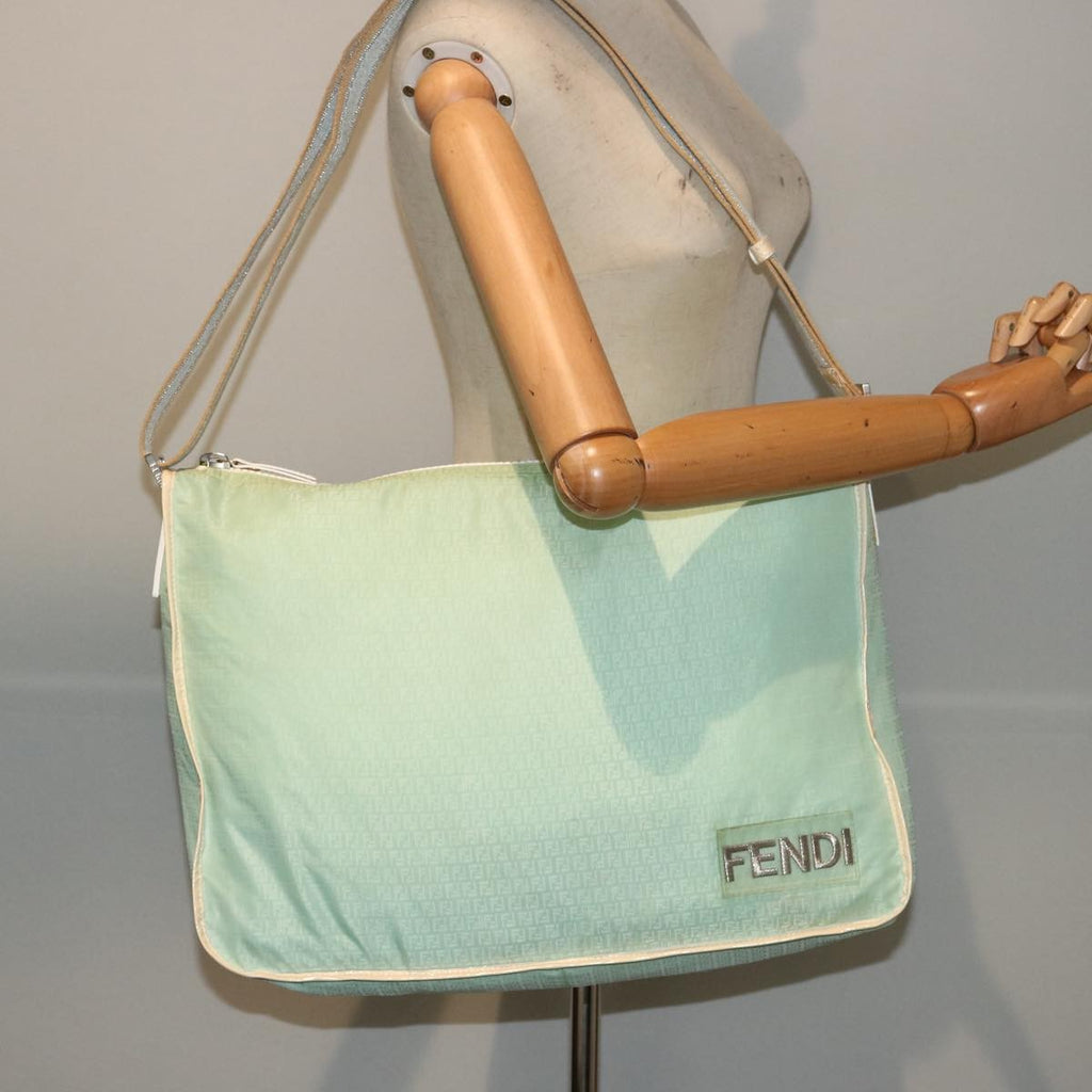 Fendi Vintage Ff Zip Shoulder Bag Zucchino Canvas Green Canvas Shoulder Bag Bag (Pre-Owned)