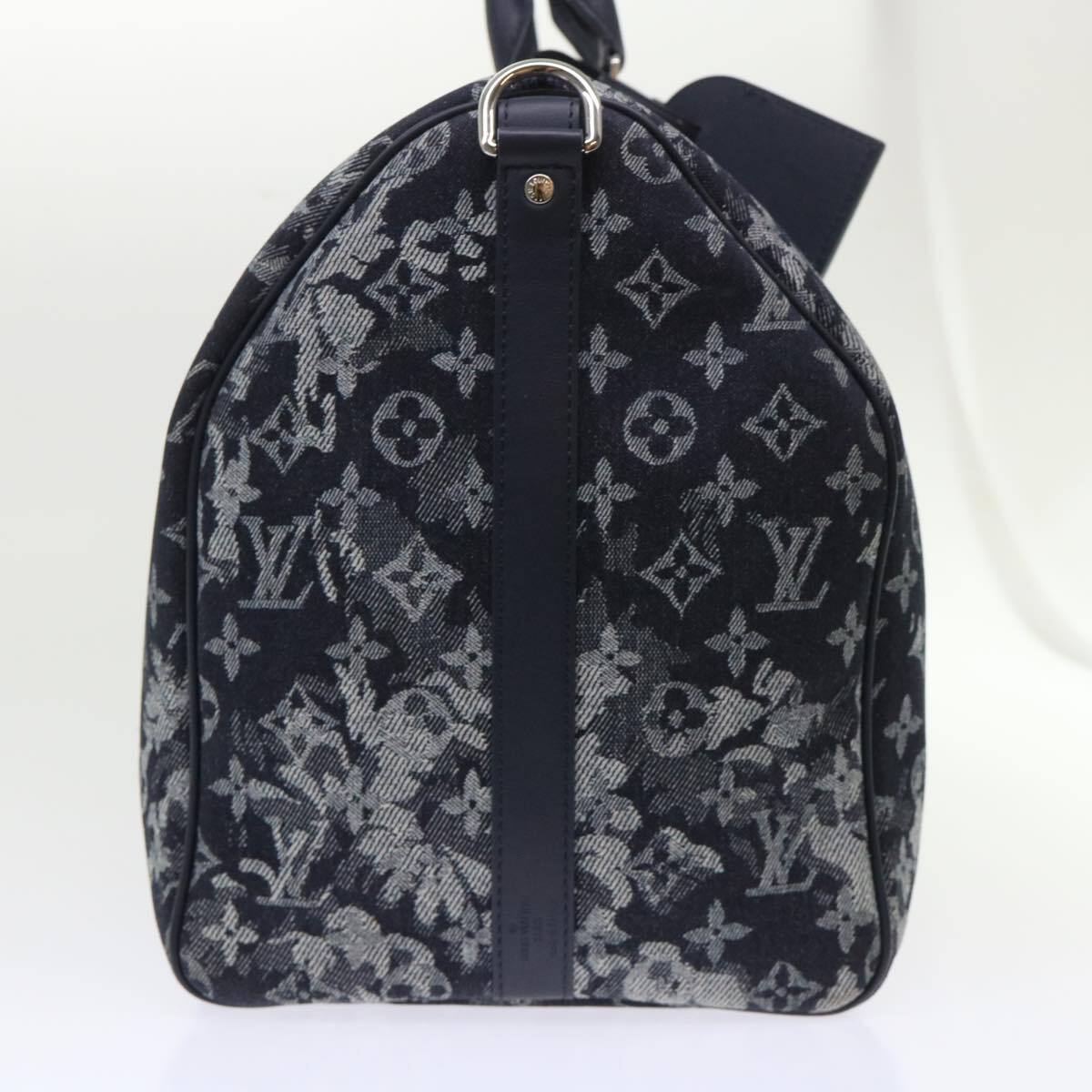 Louis Vuitton Keepall Bandouliere Bag Monogram Tapestry Canvas Navy Canvas Bag (Pre-Owned)
