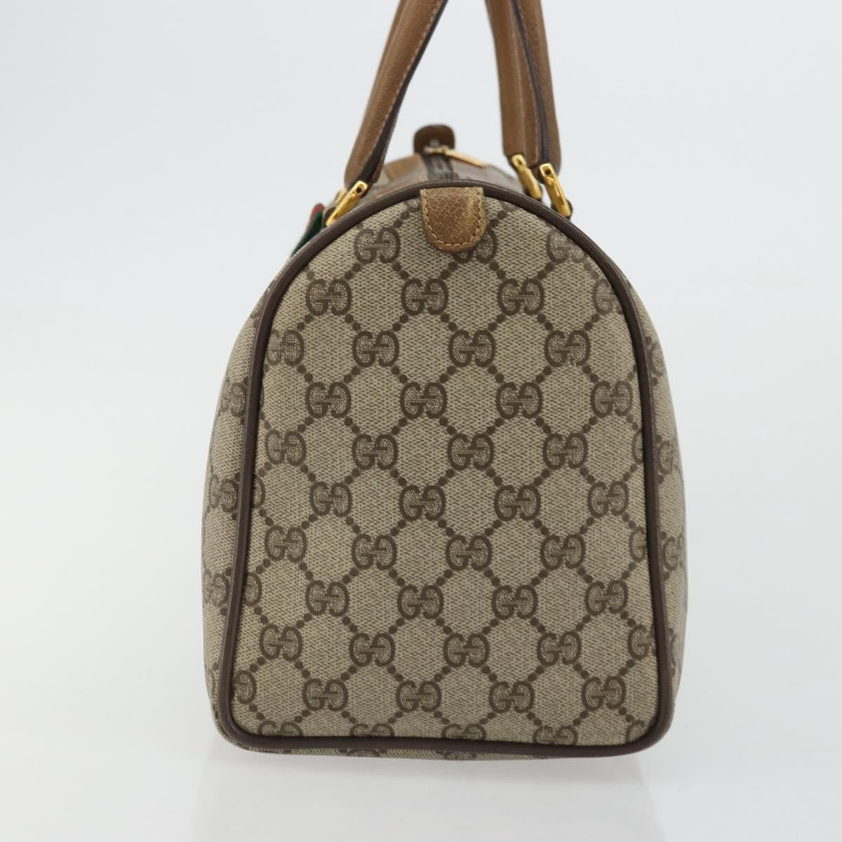 Gucci Vintage Web Sherry Line Handbag Micro Gg Canvas Beige Canvas Handbag (Pre-Owned)