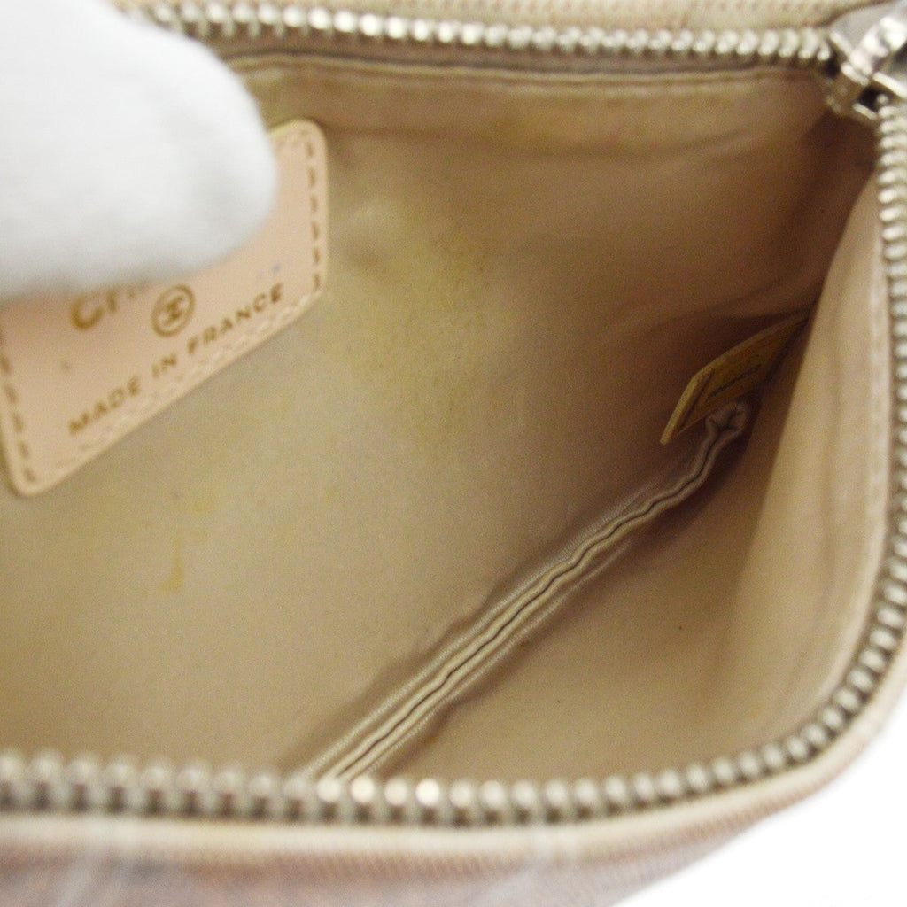 Chanel Travel Line Zip Pouch Nylon Beige Nylon Clutche & Pouche Bag (Pre-Owned)