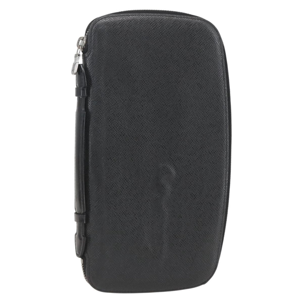 Louis Vuitton Atoll Organizer Wallet Taiga Leather Black Leather Clutche & Pouche Bag (Pre-Owned)