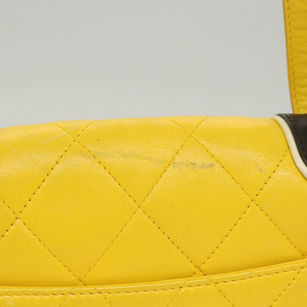 Chanel Two Tone Mademoiselle Lock Flap Bag Quilted Lambskin Yellow Leather Shoulder Bag Bag (Pre-Owned)