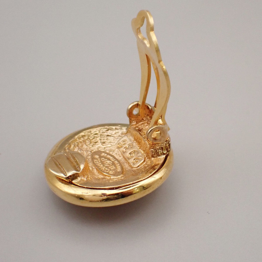 Chanel Vintage Cc Round Clip-On Earrings Metal Gold Gold_Plated Earrings Jewelry (Pre-Owned)