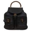 Gucci Vintage Bamboo Backpack Leather Black Leather Backpack Bag (Pre-Owned)