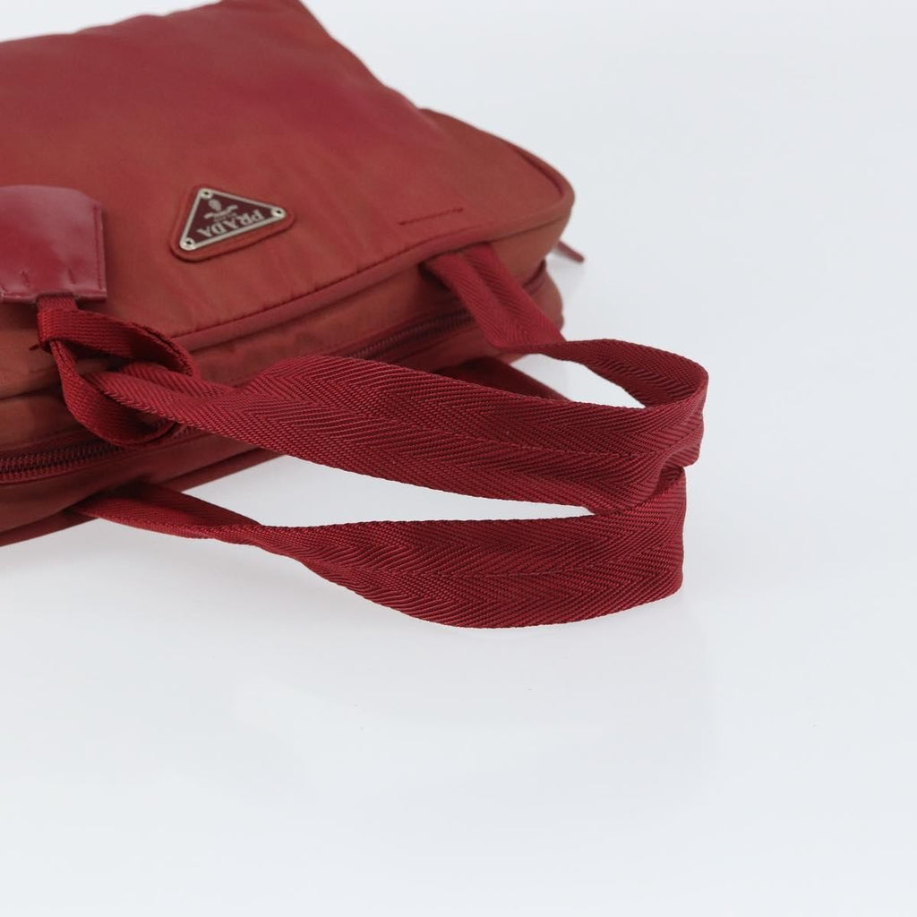 Prada Zip Around Tote Tessuto Red Nylon Shoulder Bag Bag (Pre-Owned)