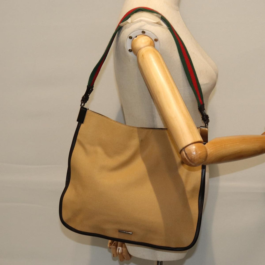 Gucci Vintage Shoulder Bag Canvas Beige Canvas Shoulder Bag Bag (Pre-Owned)