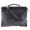 Fendi Peekaboo Iconic Fit Bag Leather Black Leather Briefcase Bag (Pre-Owned)