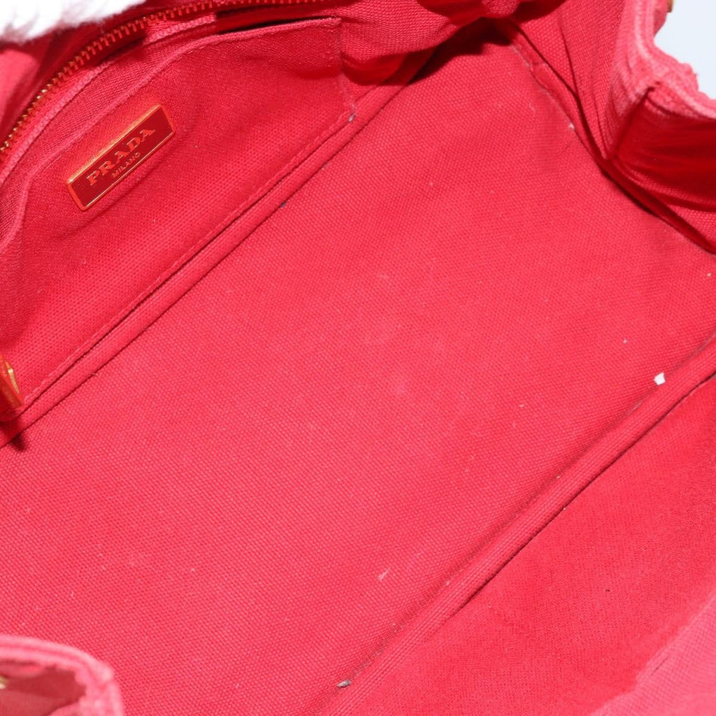Prada Canapa Tote Canvas Red Canvas Tote Bag Bag (Pre-Owned)