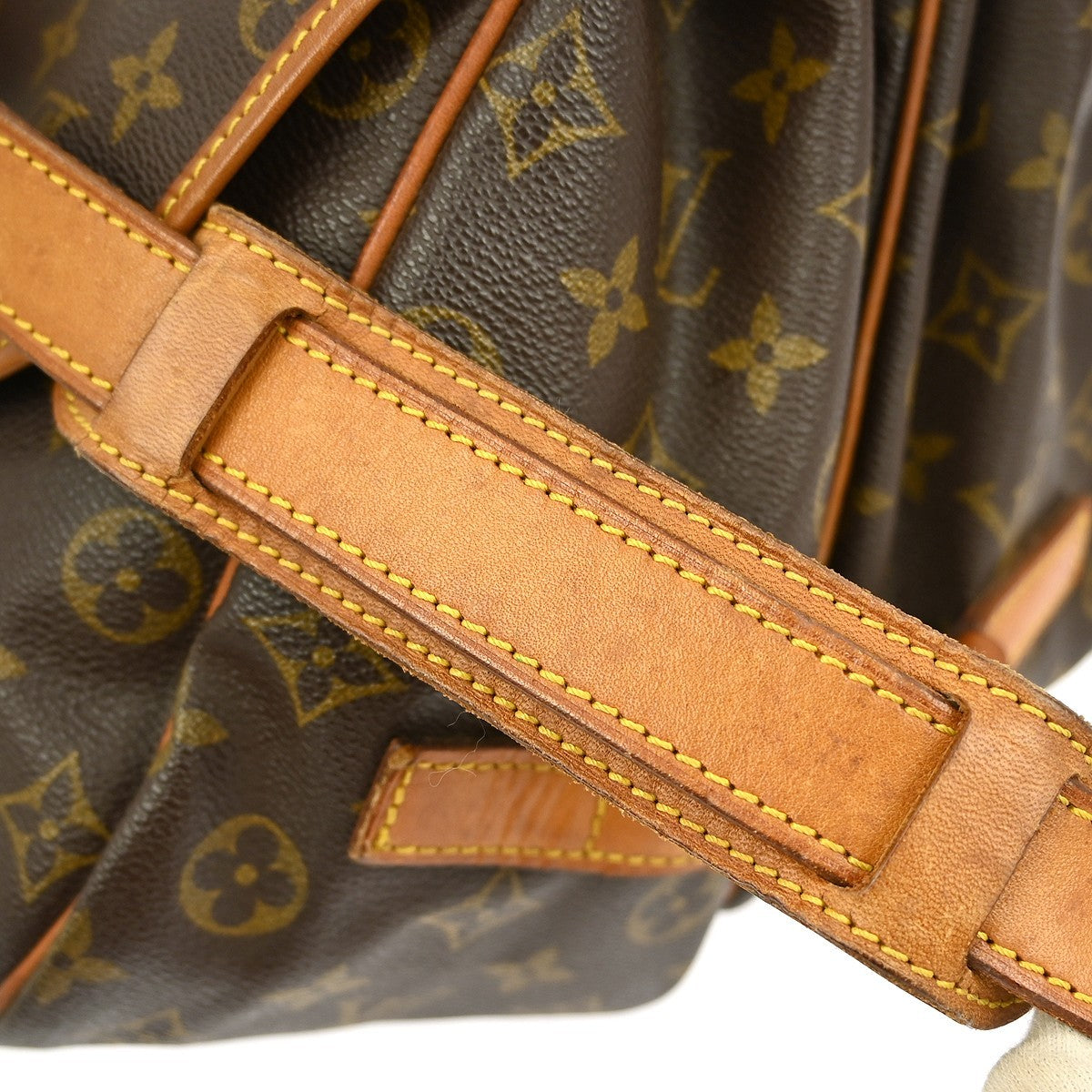 Louis Vuitton Saumur Handbag Monogram Canvas Brown Canvas Shoulder Bag Bag (Pre-Owned)