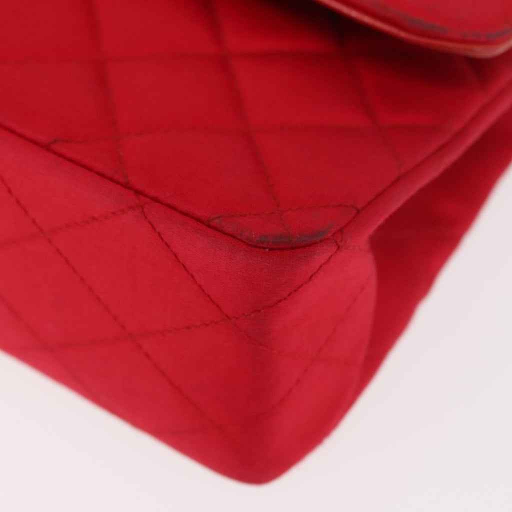 Chanel Timeless - Classic Double Flap Bag Quilted Satin Red Satin Shoulder Bag Bag (Pre-Owned)
