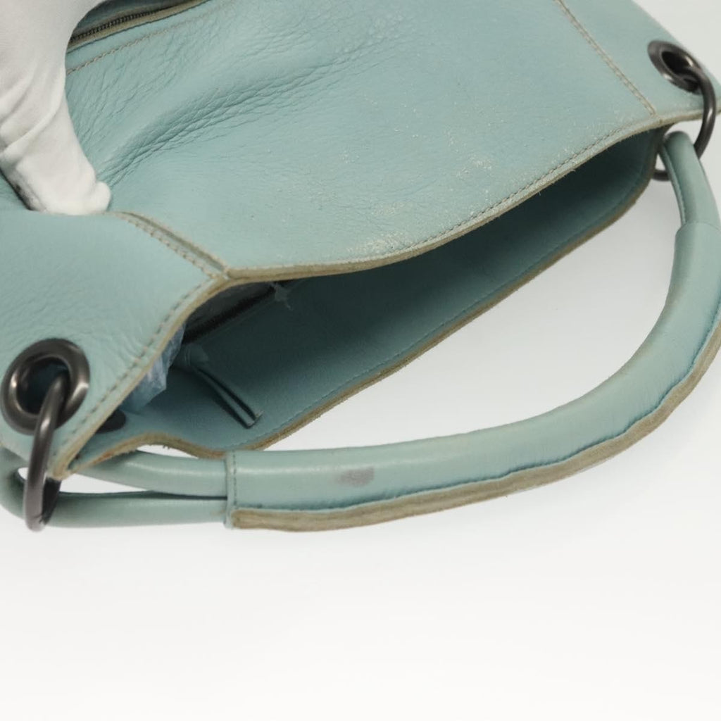 Bottega Veneta Front Zip Hobo Leather Blue Leather Bag (Pre-Owned)