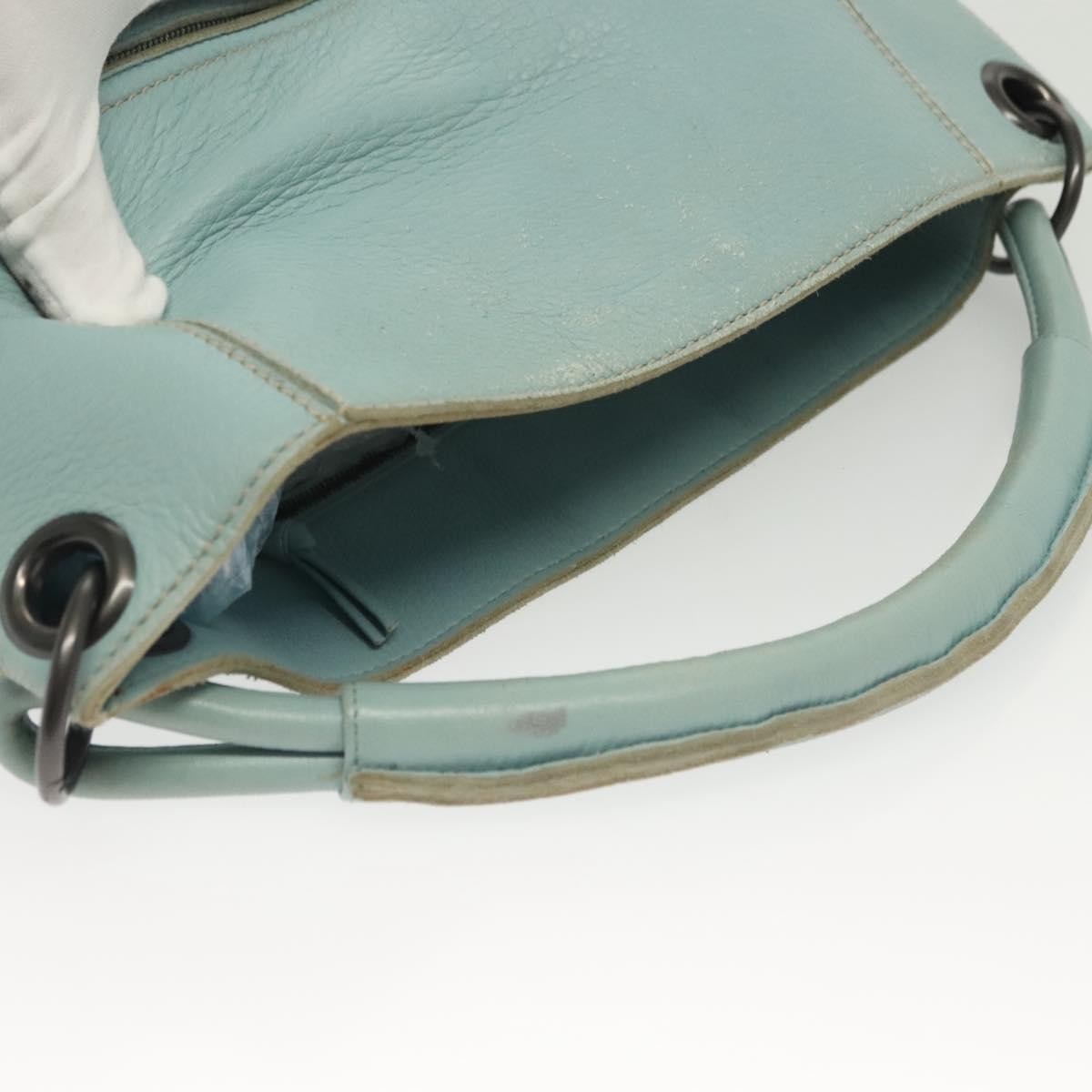 Bottega Veneta Front Zip Hobo Leather Blue Leather Bag (Pre-Owned)
