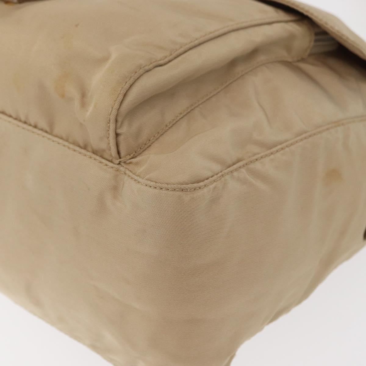Prada Buckle Messenger Bag Tessuto Beige Nylon Shoulder Bag Bag (Pre-Owned)