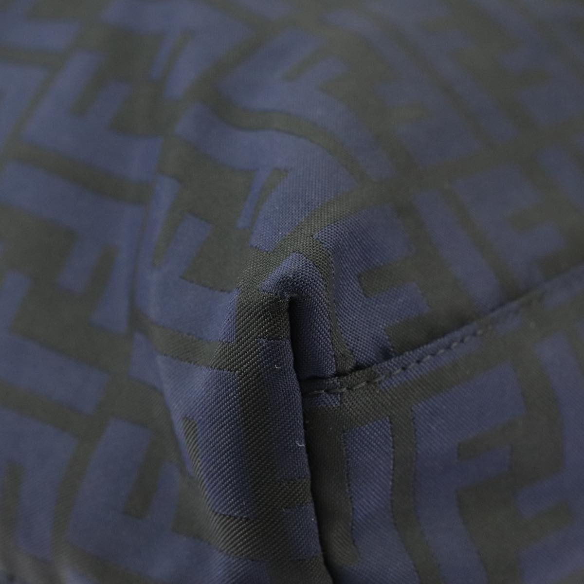 Fendi Zucca Tote Bag Ff Motif Navy Canvas Tote Bag Bag (Pre-Owned)