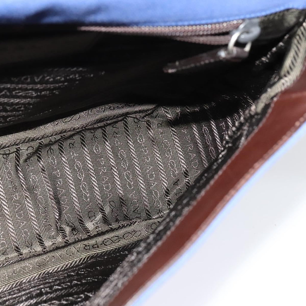 Prada Impunturato Buckle Flap Messenger Bag Canvas Blue Canvas Shoulder Bag Bag (Pre-Owned)