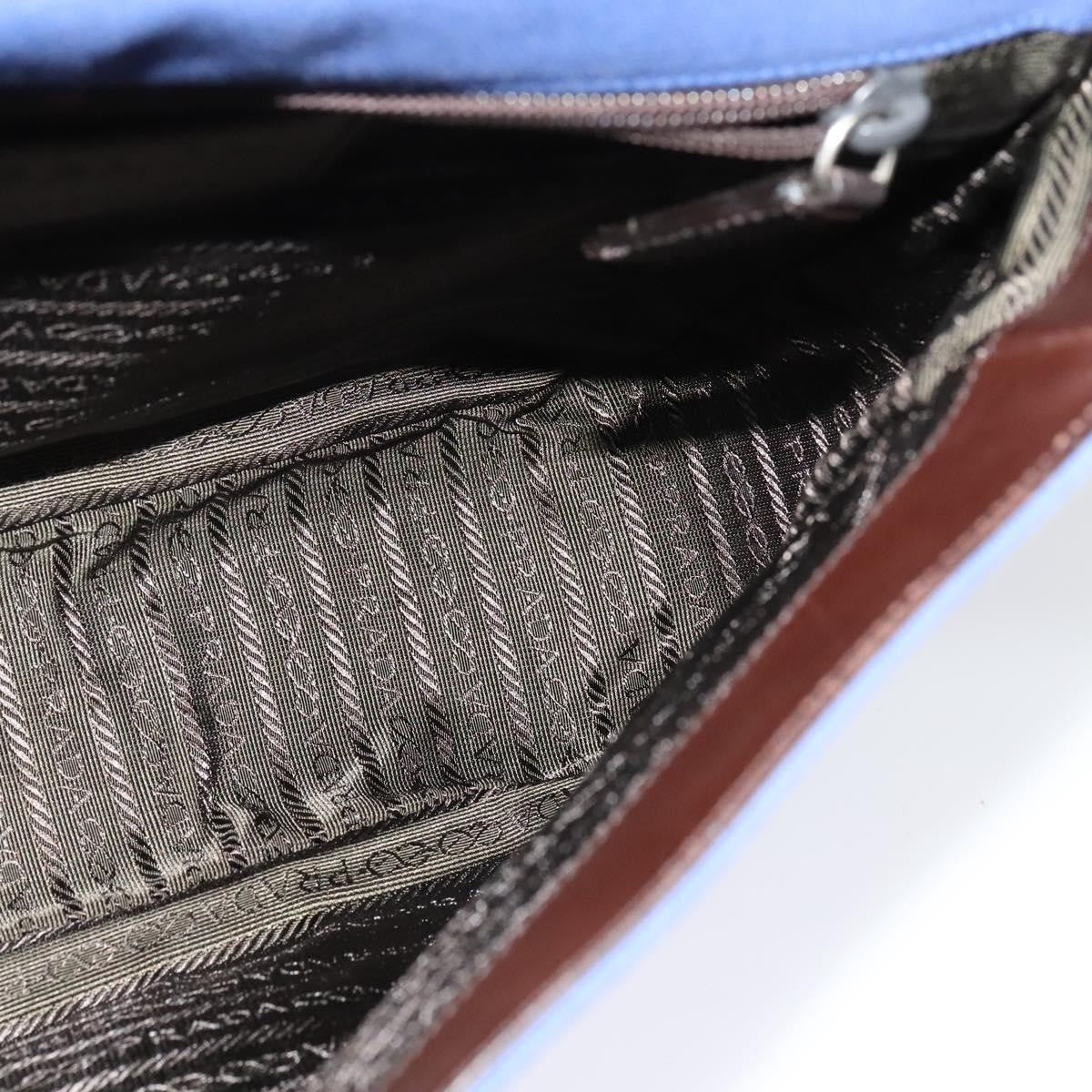 Prada Impunturato Buckle Flap Messenger Bag Canvas Blue Canvas Shoulder Bag Bag (Pre-Owned)